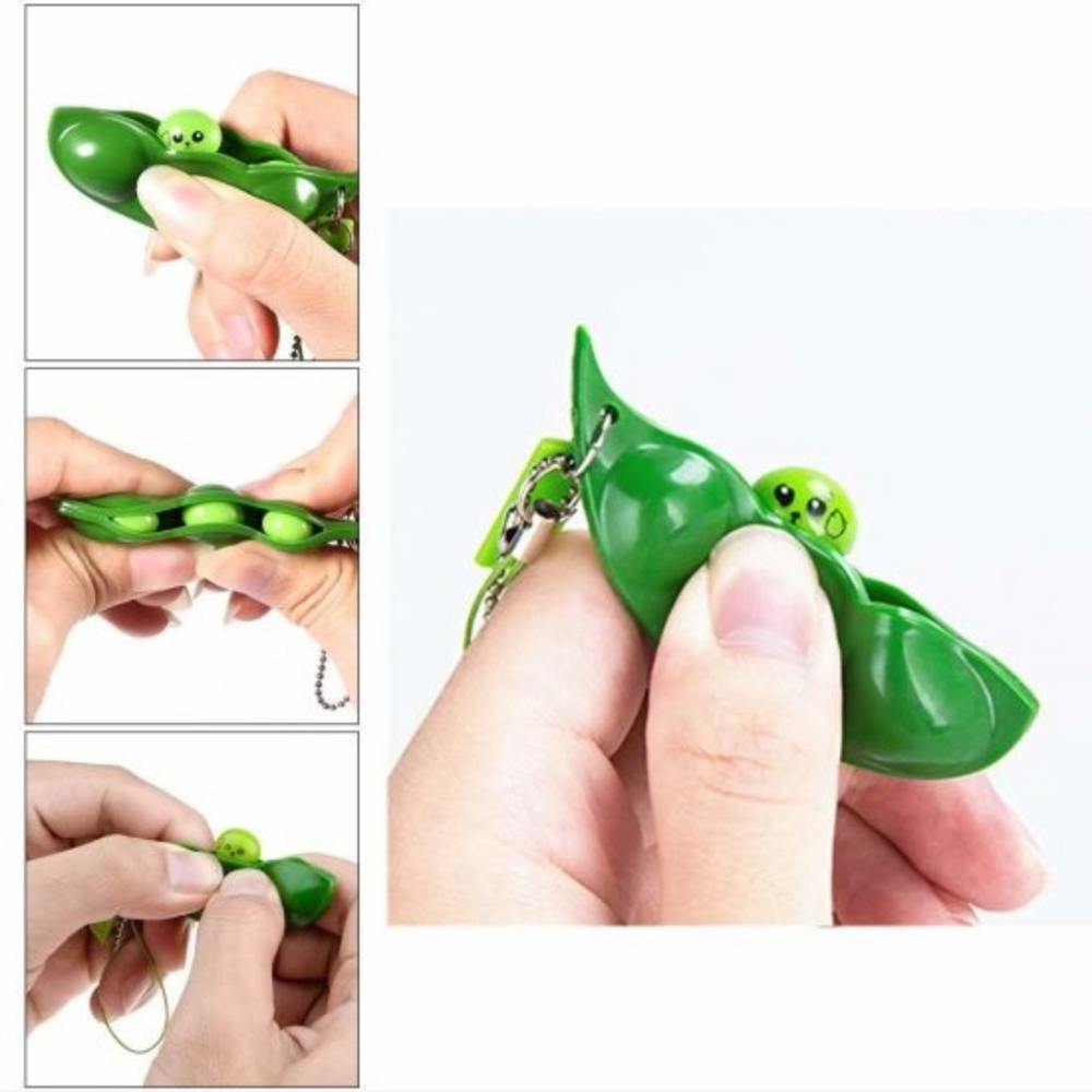 10 Piece Pea Pod Edamame Keychain Fidget Toy